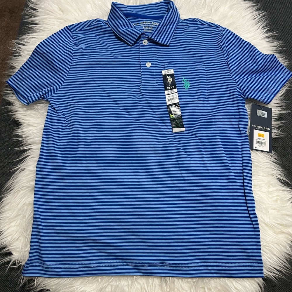 U.S. Polo Assn. Navy and Light Blue Striped Polo Shirt